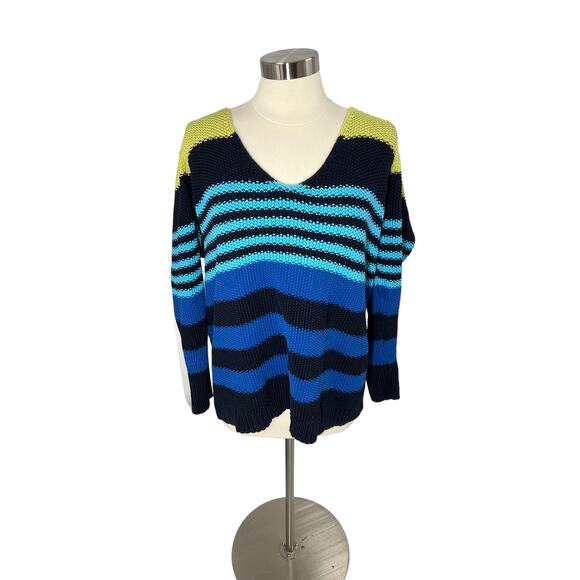 LANE BRYANT Multicolored Striped Scoop Neck Sweater - Picture 1 of 8